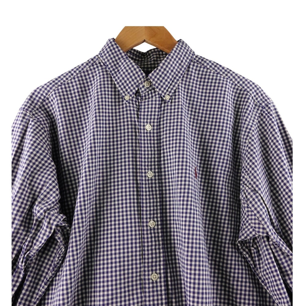 Vintage Ralph Lauren Classic Fit Gingham Long Sleeve Button Down Shirt Mens XL